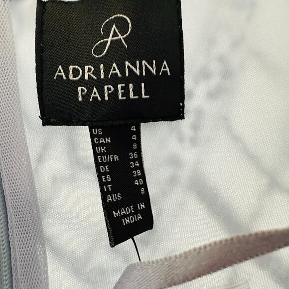 NEW Adrianna Papell Beaded Mesh Chiffon Gown in the Color Sernenity - Picture 5 of 10